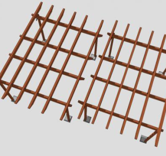 现代木结构廊架SU模型下载_sketchup草图大师SKP模型
