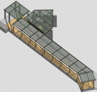 现代创意木结构廊架SU模型下载_sketchup草图大师SKP模型