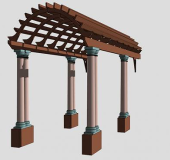 木结构廊架SU模型下载_sketchup草图大师SKP模型