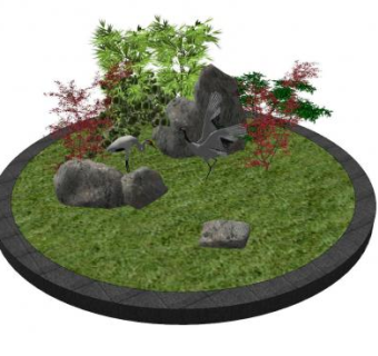 景观小品花坛石景SU模型下载_sketchup草图大师SKP模型