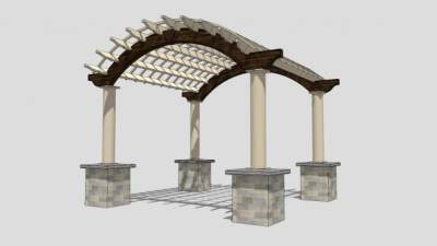 现代景观廊架设计SU模型下载_sketchup草图大师SKP模型