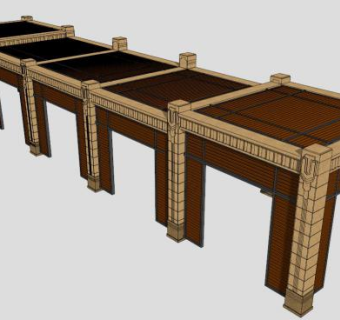 现代欧式景观廊架设计SU模型下载_sketchup草图大师SKP模型
