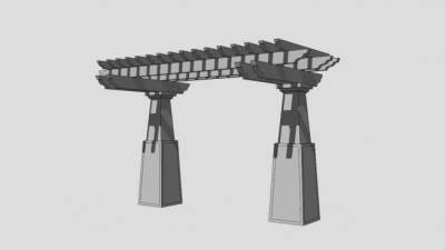 现代白色条形廊架设计SU模型下载_sketchup草图大师SKP模型