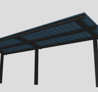 现代金属条形廊架设计SU模型下载_sketchup草图大师SKP模型