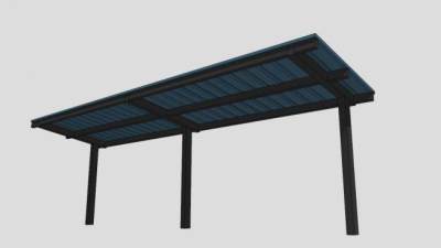 现代金属条形廊架设计SU模型下载_sketchup草图大师SKP模型