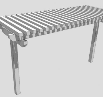 白色条形廊架设计SU模型下载_sketchup草图大师SKP模型