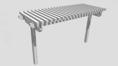 白色条形廊架设计SU模型下载_sketchup草图大师SKP模型