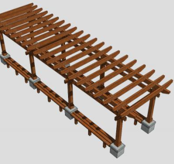 景区木结构条形廊架设计SU模型下载_sketchup草图大师SKP模型
