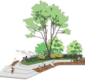 大型树池花坛座椅SU模型下载_sketchup草图大师SKP模型