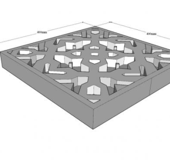 中式元素草坪砖SU模型下载_sketchup草图大师SKP模型