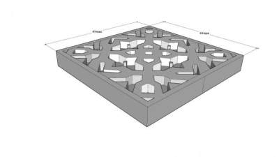 中式元素草坪砖SU模型下载_sketchup草图大师SKP模型