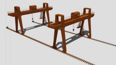 龙门吊门式起重机SU模型下载_sketchup草图大师SKP模型
