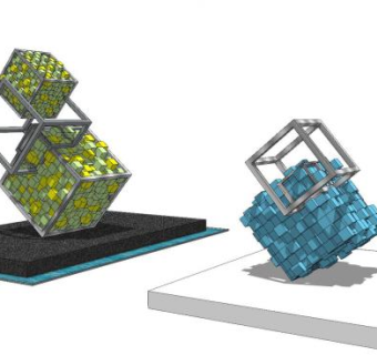 现代方形叠加雕塑SU模型下载_sketchup草图大师SKP模型