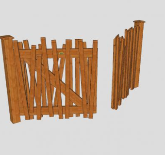 木栅栏门乡村木门SU模型下载_sketchup草图大师SKP模型