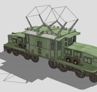 老式绿色火车SU模型下载_sketchup草图大师SKP模型