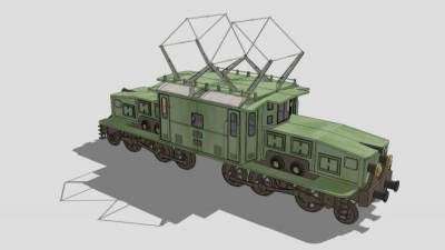 老式绿色火车SU模型下载_sketchup草图大师SKP模型