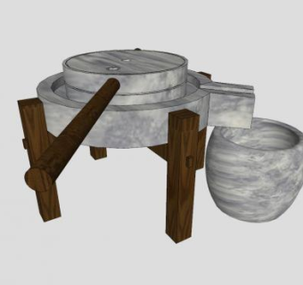 乡村道具石磨SU模型下载_sketchup草图大师SKP模型