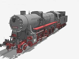 灰色蒸汽机车SU模型下载_sketchup草图大师SKP模型