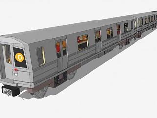 灰色铁路列车SU模型下载_sketchup草图大师SKP模型