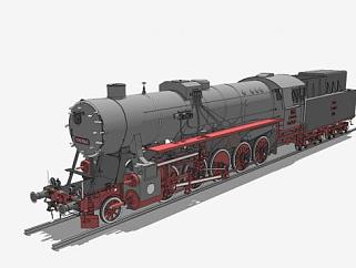 火车蒸汽机车SU模型下载_sketchup草图大师SKP模型