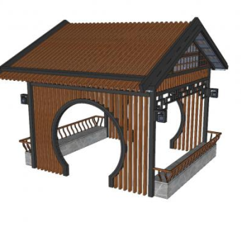 中式景观凉亭SU模型下载_sketchup草图大师SKP模型