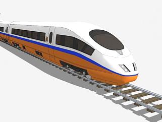 橙色高铁列车SU模型下载_sketchup草图大师SKP模型
