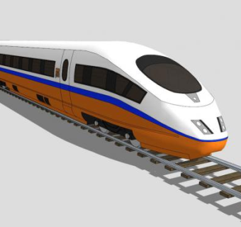 橙色高铁列车SU模型下载_sketchup草图大师SKP模型