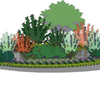 灌木植物花坛小景SU模型下载_sketchup草图大师SKP模型