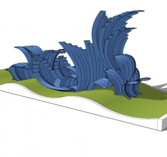 大海浪波浪雕塑SU模型下载_sketchup草图大师SKP模型