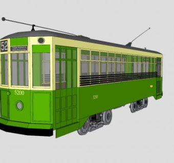绿色有轨电车SU模型下载_sketchup草图大师SKP模型