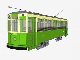 绿色有轨电车SU模型下载_sketchup草图大师SKP模型