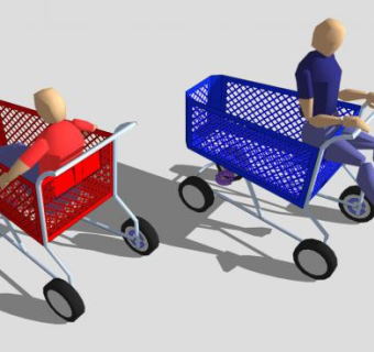 两款购物车SU模型下载_sketchup草图大师SKP模型