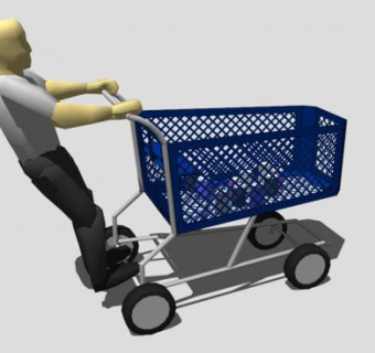 超市蓝色购物车SU模型下载_sketchup草图大师SKP模型