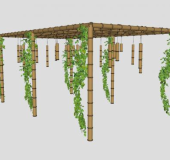 竹棚植物架SU模型下载_sketchup草图大师SKP模型