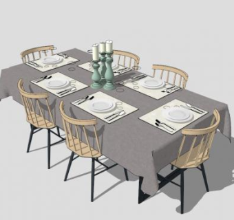 现代简约散座桌椅SU模型下载_sketchup草图大师SKP模型