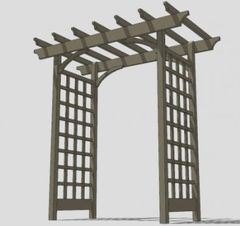 木制花架架子SU模型下载_sketchup草图大师SKP模型