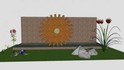 艺术齿轮水景墙SU模型下载_sketchup草图大师SKP模型