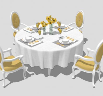 现代散座西餐厅桌椅SU模型下载_sketchup草图大师SKP模型