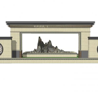 新中式窗花景观墙SU模型下载_sketchup草图大师SKP模型