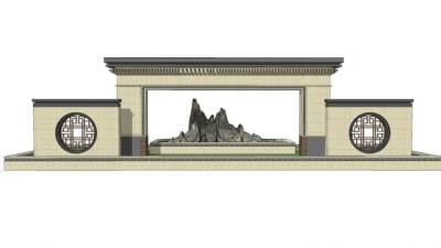 新中式窗花景观墙SU模型下载_sketchup草图大师SKP模型