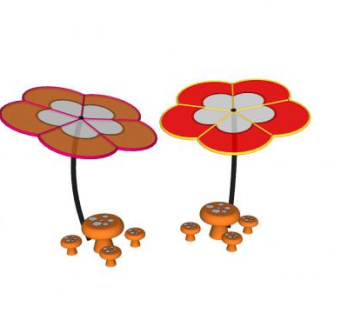 小花和蘑菇小品雕塑SU模型下载_sketchup草图大师SKP模型