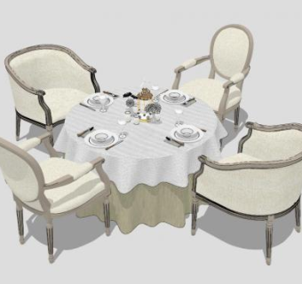 欧式餐厅散座SU模型下载_sketchup草图大师SKP模型