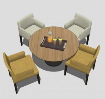 现代散座餐桌椅SU模型下载_sketchup草图大师SKP模型