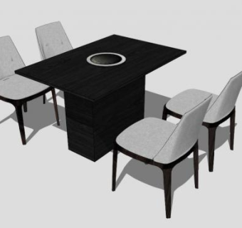 简约风格散座餐桌SU模型下载_sketchup草图大师SKP模型