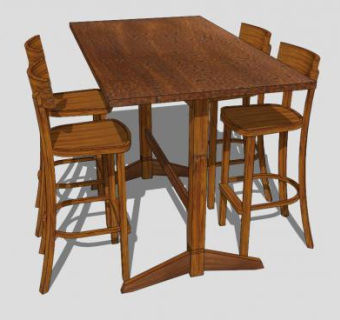 木制餐厅散座SU模型下载_sketchup草图大师SKP模型