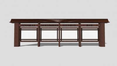 防腐木法治宣传栏SU模型下载_sketchup草图大师SKP模型