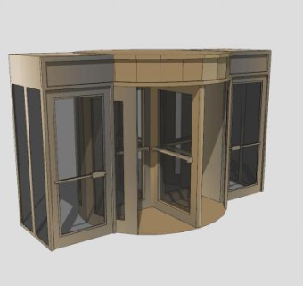 酒店办公楼旋转门SU模型下载_sketchup草图大师SKP模型