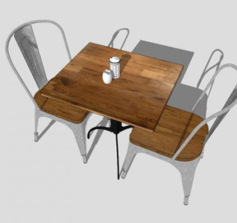 木质散座餐桌SU模型下载_sketchup草图大师SKP模型