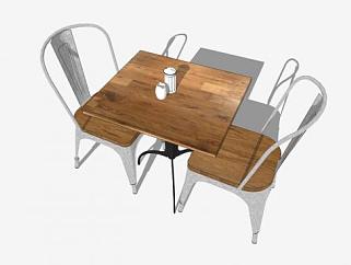 木质散座餐桌SU模型下载_sketchup草图大师SKP模型