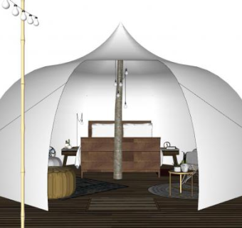 蒙古包帐篷家具SU模型下载_sketchup草图大师SKP模型